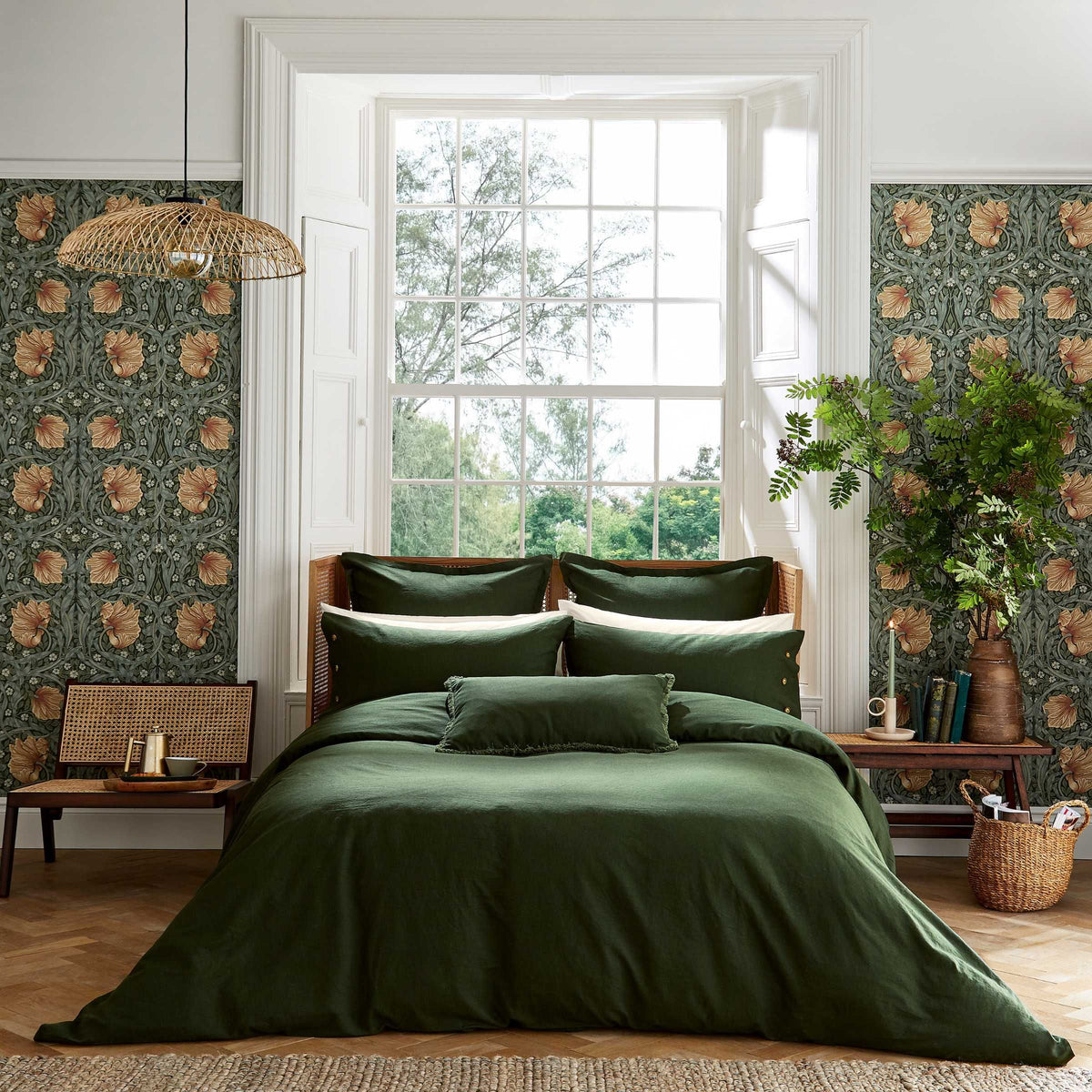 Morris & Co Green Plain Dye Duvet Cover Andersons of Inverurie
