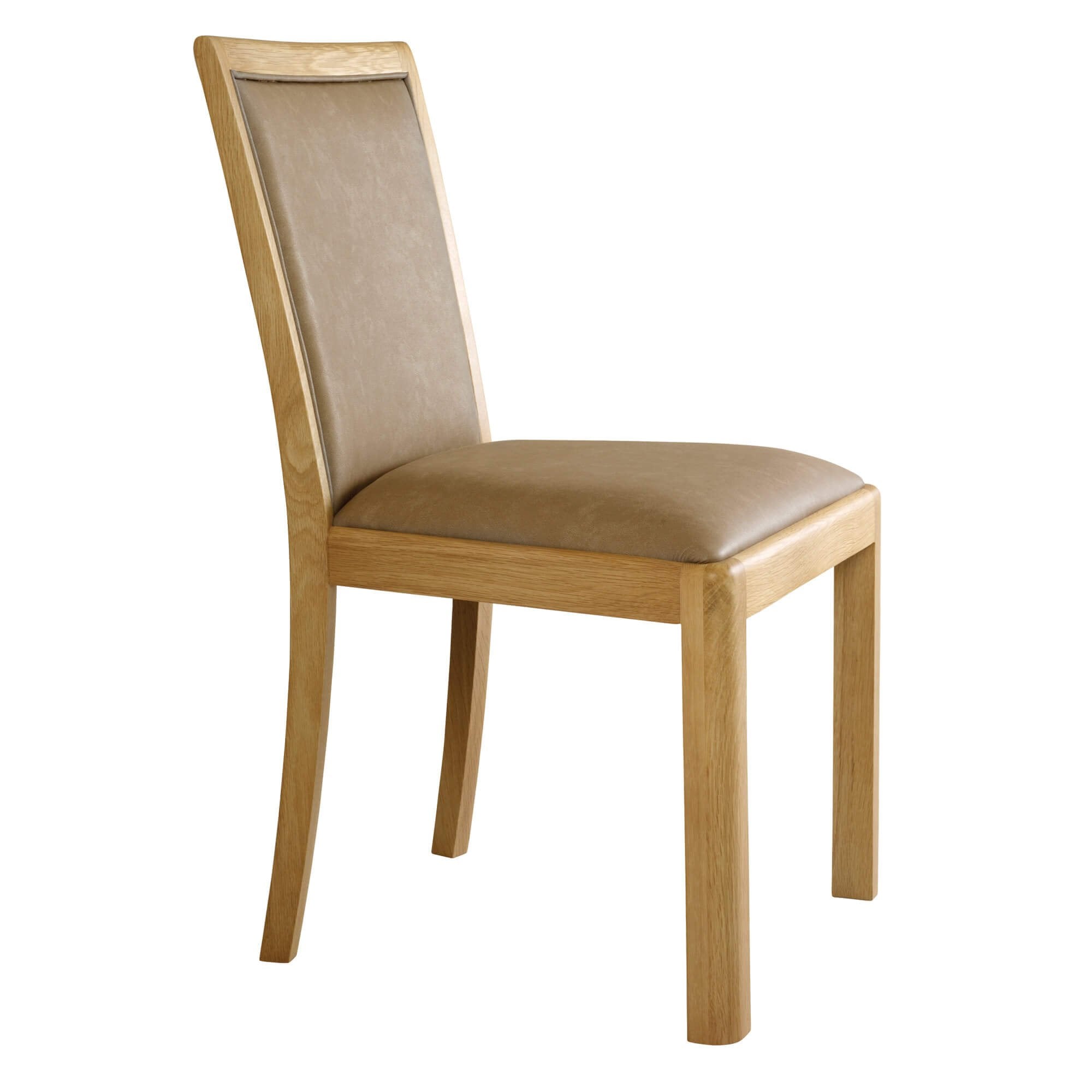 Bergen Light Oak Low Back Taupe Faux Leather Dining Chair